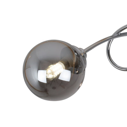 Bungo 3 Light Polish Chrome Ceiling Light with Blown Glass Shades in Chromed Smoke