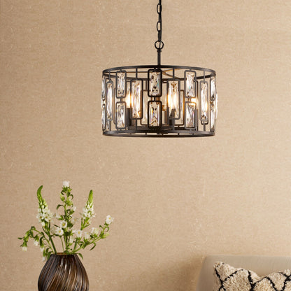 Zoelle 5 Light Black & Crystal Pendant Ceiling Light