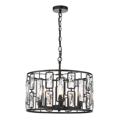 Zoelle 5 Light Black & Crystal Pendant Ceiling Light