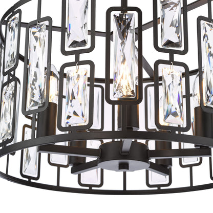 Zoelle 5 Light Black & Crystal Pendant Ceiling Light